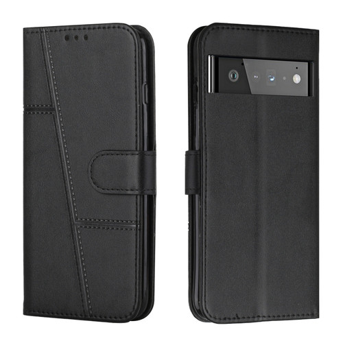 Google Pixel 6 Pro Stitching Calf Texture Buckle Leather Phone Case - Black