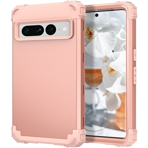 Google Pixel 7 Pro 5G 3 in 1 Shockproof PC + Silicone Protective Phone Case - Rose Gold
