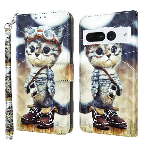 Google Pixel 7 Pro 5G 3D Painted Leather Phone Case - Naughty Cat