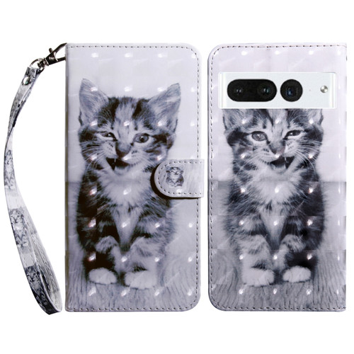 Google Pixel 7 Pro 5G 3D Painted Leather Phone Case - Smile Cat