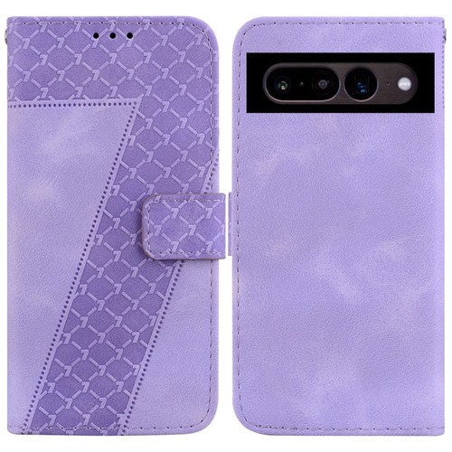 Google Pixel 7 Pro 5G 7-shaped Embossed Leather Phone Case - Purple