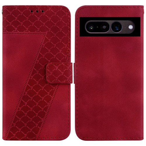 Google Pixel 7 Pro 5G 7-shaped Embossed Leather Phone Case - Red