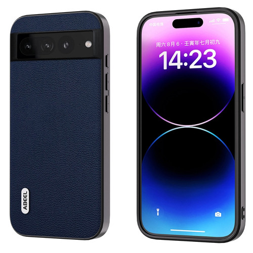 Google Pixel 7 Pro 5G ABEEL Genuine Leather Luolai Series Phone Case - Dark Blue