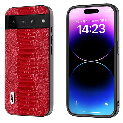 Google Pixel 7 Pro 5G ABEEL Genuine Leather Weilai Series Phone Case - Red