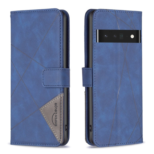 Google Pixel 7 Pro 5G BF05 Magnetic Buckle Rhombus Texture Leather Phone Case - Blue