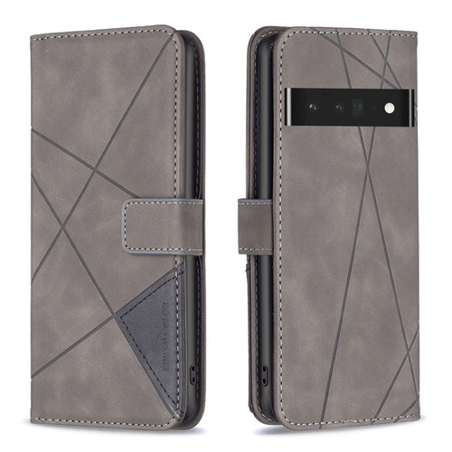 Google Pixel 7 Pro 5G BF05 Magnetic Buckle Rhombus Texture Leather Phone Case - Grey