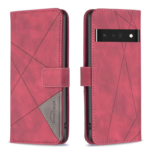 Google Pixel 7 Pro 5G BF05 Magnetic Buckle Rhombus Texture Leather Phone Case - Red