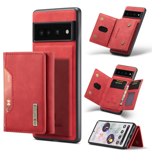 Google Pixel 7 Pro 5G DG.MING M2 Series 3-Fold Multi Card Bag Phone Case - Red
