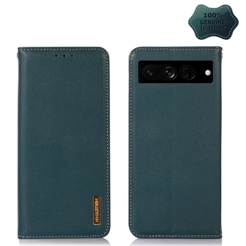 Google Pixel 7 Pro 5G KHAZNEH Nappa Top Layer Cowhide Leather Phone Case - Green