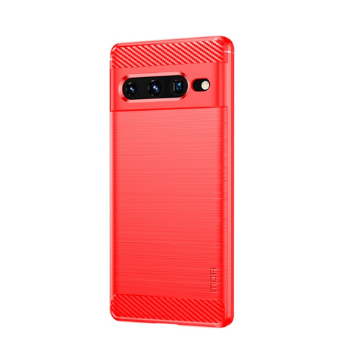 Google pixel 7 Pro 5G MOFI Gentleness Series Brushed Texture Carbon Fiber TPU Phone Case - Red