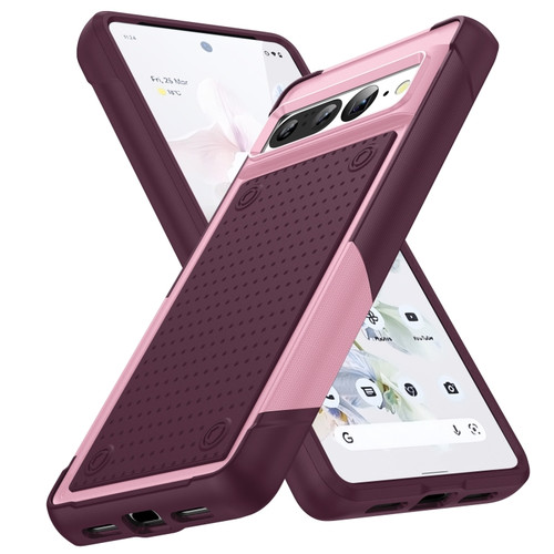 Google Pixel 7 Pro 5G PC + TPU Shockproof Protective Phone Case - Pink+Dark Red