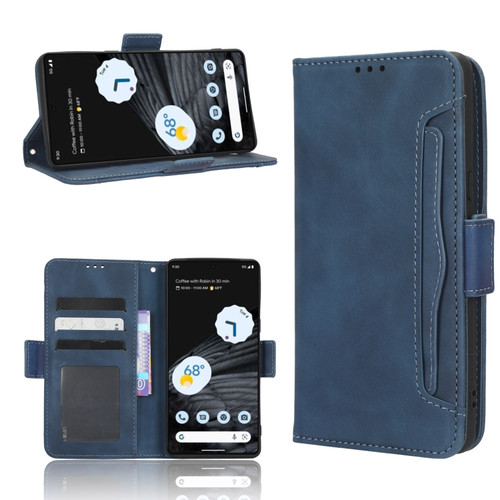 Google Pixel 7 Pro 5G Skin Feel Calf Texture Card Slots Leather Phone Case - Blue