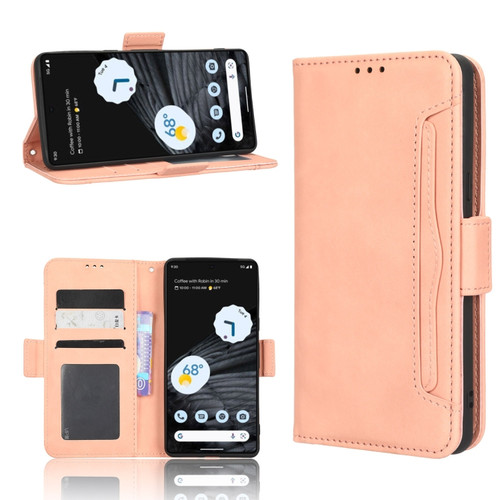 Google Pixel 7 Pro 5G Skin Feel Calf Texture Card Slots Leather Phone Case - Pink