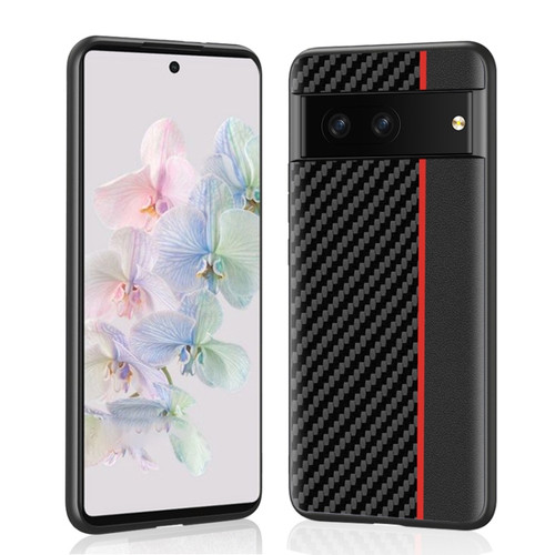 Google Pixel 7 Pro 5G Ultra-thin Carbon Fiber Texture Splicing Phone Case - Red