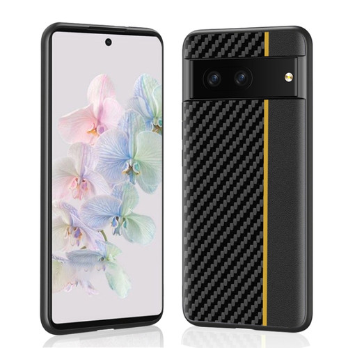 Google Pixel 7 Pro 5G Ultra-thin Carbon Fiber Texture Splicing Phone Case - Yellow