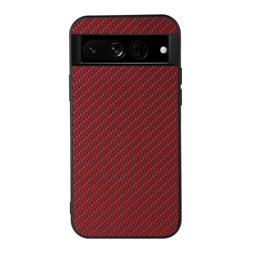 Google Pixel 7 Pro Accurate Hole Carbon Fiber Texture PU Phone Case - Red