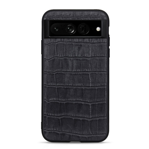 Google Pixel 7 Pro Accurate Hole Crocodile Texture Genuine Leather Phone Case - Black