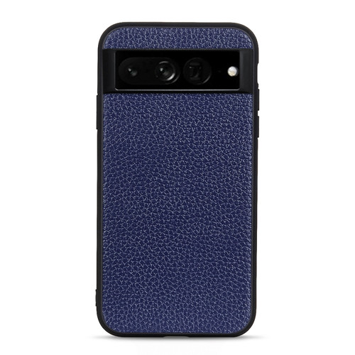 Google Pixel 7 Pro Accurate Hole Litchi Texture Genuine Leather Phone Case - Blue