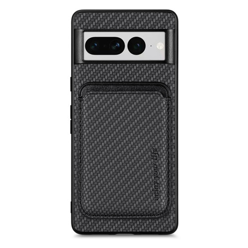 Google Pixel 7 Pro Carbon Fiber Leather Card Magsafe Phone Case - Black