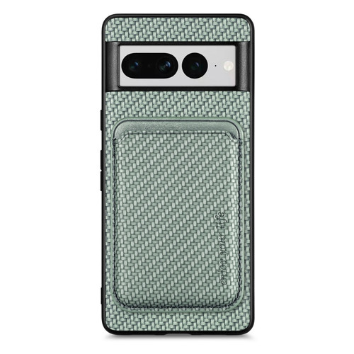 Google Pixel 7 Pro Carbon Fiber Leather Card Magsafe Phone Case - Green
