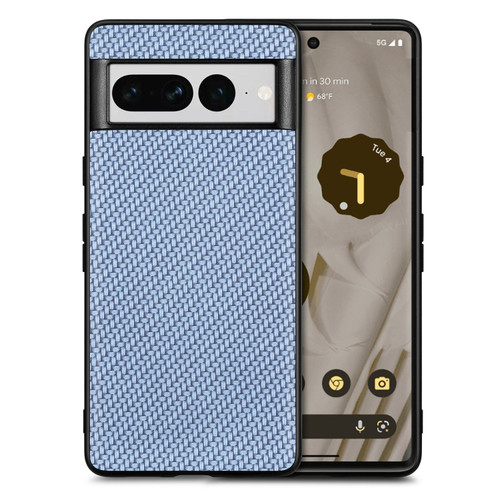Google Pixel 7 Pro Carbon Fiber Texture Leather Back Cover Phone Case - blue