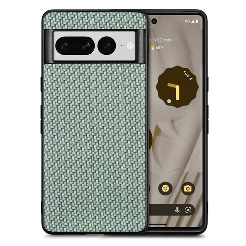 Google Pixel 7 Pro Carbon Fiber Texture Leather Back Cover Phone Case - green