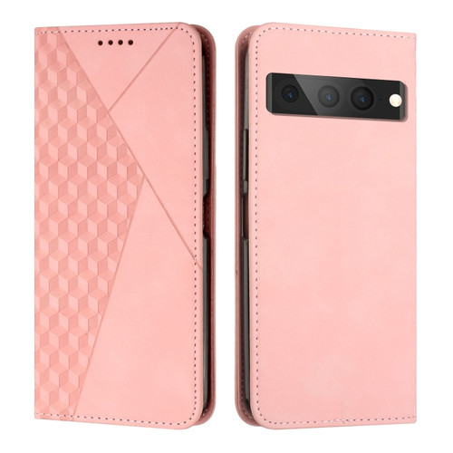 Google Pixel 7 Pro Diamond Splicing Skin Feel Magnetic Leather Phone Case - Rose Gold