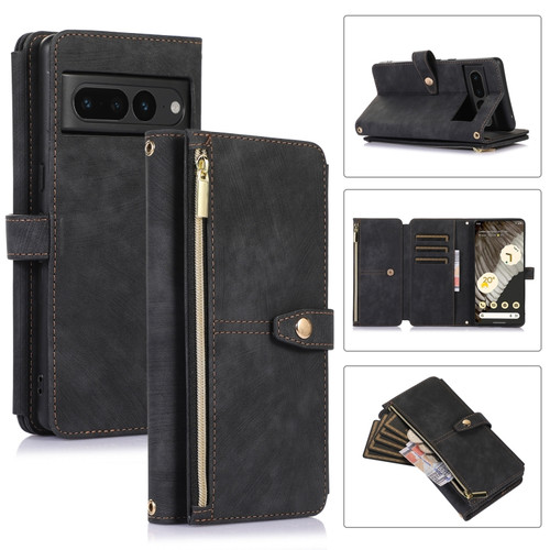 Google Pixel 7 Pro Dream 9-Card Wallet Zipper Bag Leather Phone Case - Black