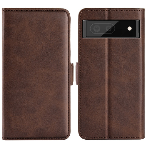 Google Pixel 7 Pro Dual-side Magnetic Buckle Leather Phone Case - Brown