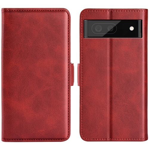 Google Pixel 7 Pro Dual-side Magnetic Buckle Leather Phone Case - Red