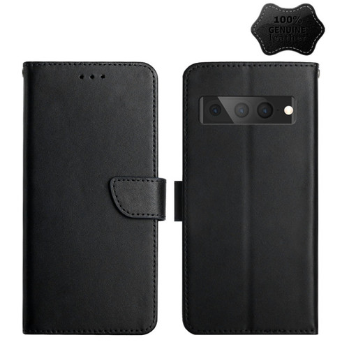 Google Pixel 7 Pro Genuine Leather Fingerprint-proof Horizontal Flip Phone Case - Black