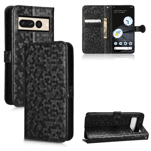 Google Pixel 7 Pro Honeycomb Dot Texture Leather Phone Case - Black