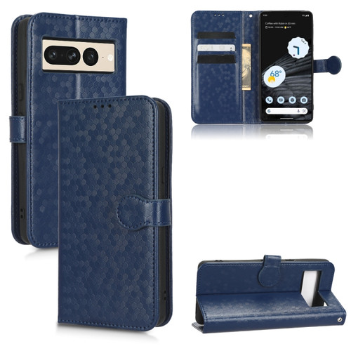 Google Pixel 7 Pro Honeycomb Dot Texture Leather Phone Case - Blue