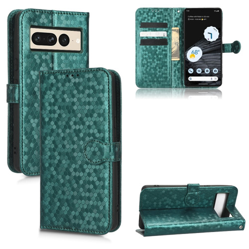 Google Pixel 7 Pro Honeycomb Dot Texture Leather Phone Case - Green