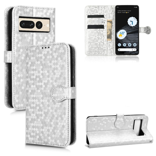 Google Pixel 7 Pro Honeycomb Dot Texture Leather Phone Case - Silver