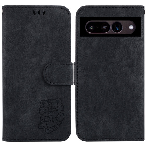 Google Pixel 7 Pro Little Tiger Embossed Leather Phone Case - Black