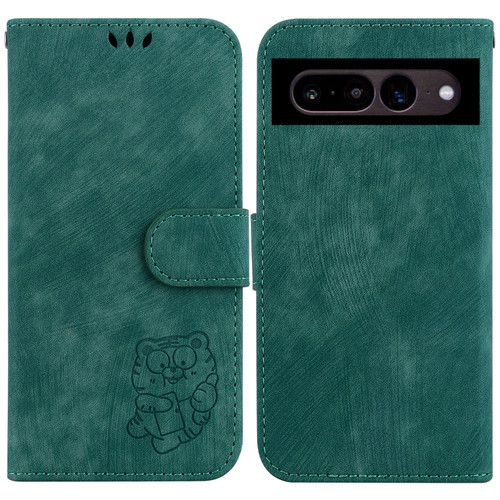 Google Pixel 7 Pro Little Tiger Embossed Leather Phone Case - Green