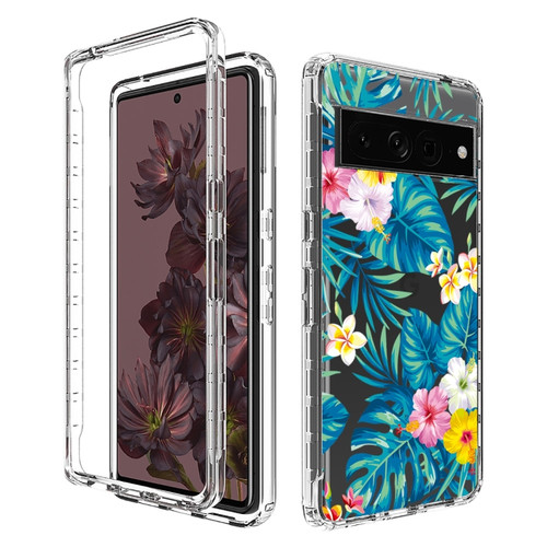 Google Pixel 7 Pro PC+TPU Transparent Painted Phone Case - Banana Leaf