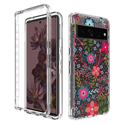 Google Pixel 7 Pro PC+TPU Transparent Painted Phone Case - Small Floral