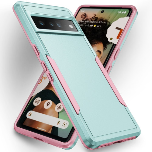 Google Pixel 7 Pro Pioneer Armor Heavy Duty PC + TPU Phone Case - Green+Pink