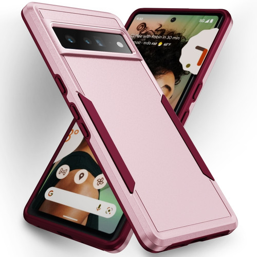 Google Pixel 7 Pro Pioneer Armor Heavy Duty PC + TPU Phone Case - Pink+Rose Red