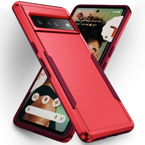 Google Pixel 7 Pro Pioneer Armor Heavy Duty PC + TPU Phone Case - Red+Rose Red