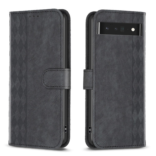 Google Pixel 7 Pro Plaid Embossed Leather Phone Case - Black