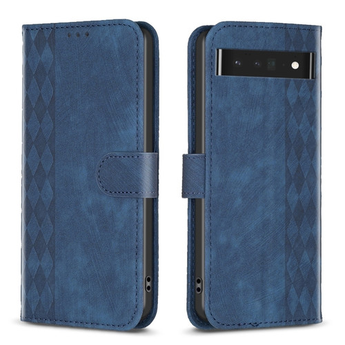 Google Pixel 7 Pro Plaid Embossed Leather Phone Case - Blue