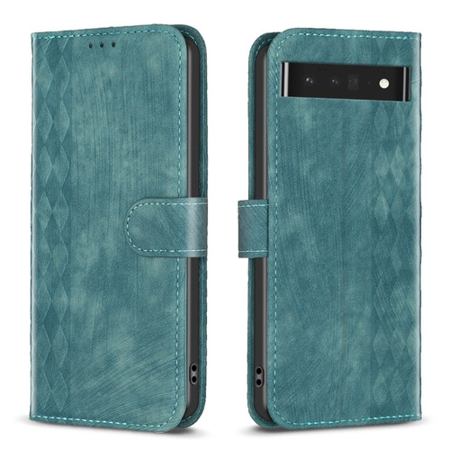 Google Pixel 7 Pro Plaid Embossed Leather Phone Case - Green