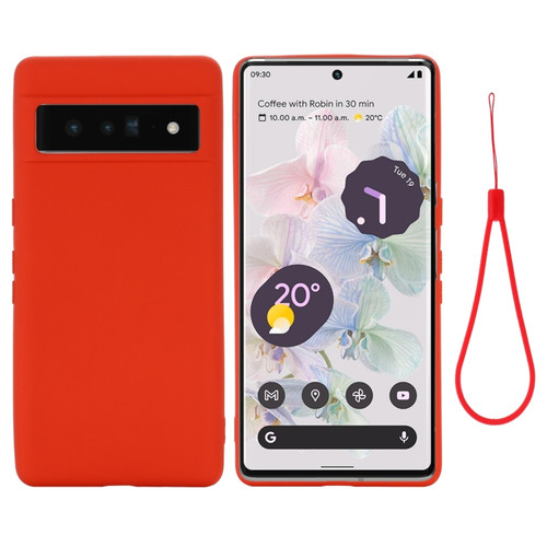 Google Pixel 7 Pro Pure Color Liquid Silicone Shockproof Phone Case - Red