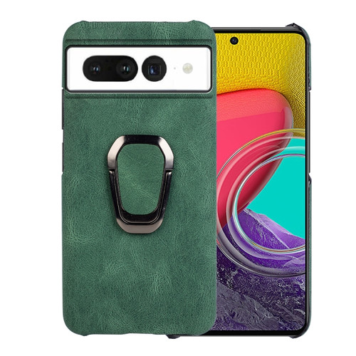 Google Pixel 7 Pro Ring Holder PU Phone Case - Dark Green