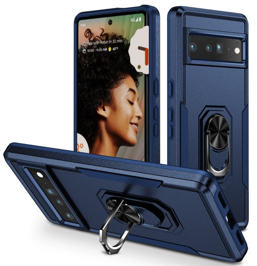 Google Pixel 7 Pro Ring Kickstand Heavy Duty Shockproof Phone Case - Blue