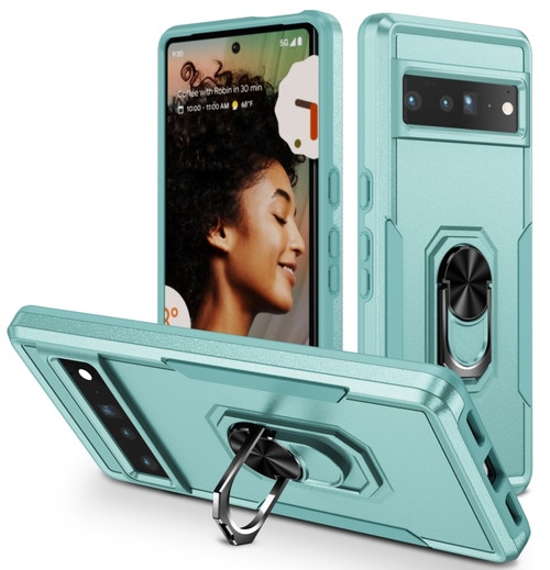Google Pixel 7 Pro Ring Kickstand Heavy Duty Shockproof Phone Case - Green