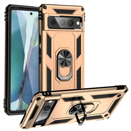 Google Pixel 7 Pro Shockproof TPU + PC Protective Case with 360 Degree Rotating Holder - Gold